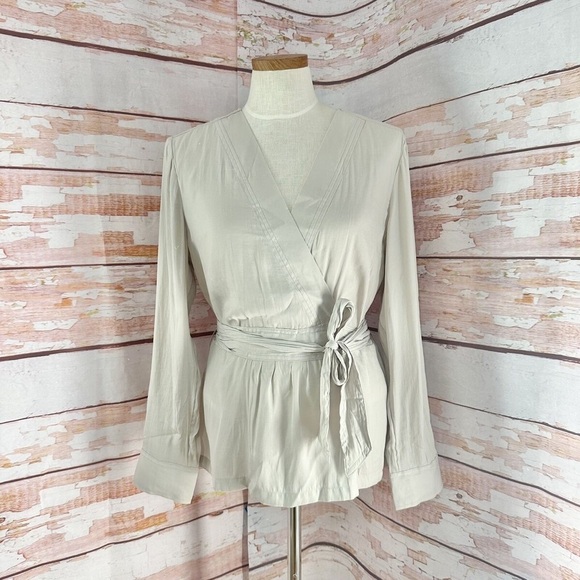 Elegant Cream Wrap Blouse - Picture 1 of 4